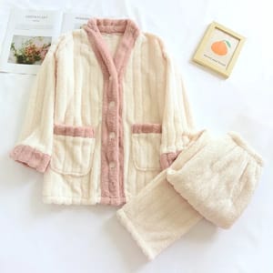 Flannel Thickened Pajama Set for Winter Warmth and Comfort