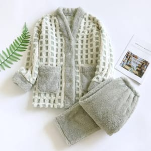 Soft Coral Fleece Pajama Set for Comfortable Home Wear Soft Coral Fleece Pajama Set for Comfortable Home Wear