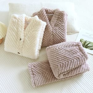 Cozy Winter V-Neck Flannel Pajama Set – Soft and Warm