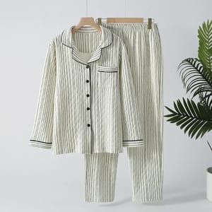 Lightweight Cotton Pajama Set with Thickened Warmth