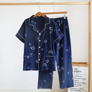 Premium 100% Cotton Crepe Pajama Set for Men – Relaxed Spring/Summer Homewear Premium 100% Cotton Crepe Pajama Set for Men – Relaxed Spring/Summer Homewear