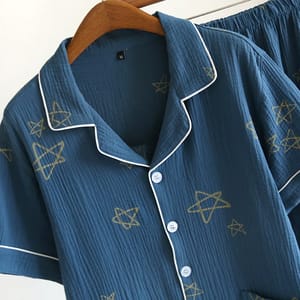 Soft & Relaxed Japanese Pajama Set for Men – 100% Cotton Crepe, Perfect for Spring/Summer