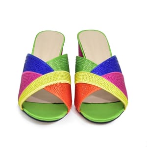 Luxury Rhinestone Crystal Low-Heel Sandals for Party and Wedding