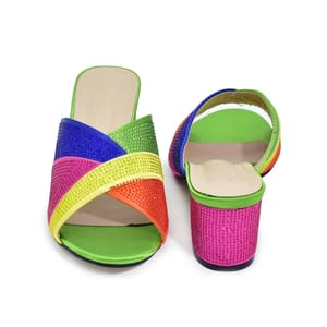 Luxury Rhinestone Crystal Low-Heel Sandals for Party and Wedding