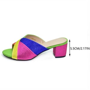 Luxury Rhinestone Crystal Low-Heel Sandals for Party and Wedding