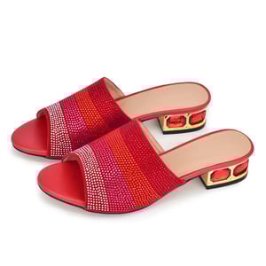 Crystal-Embellished Low-Heeled Sandals for Weddings and Celebrations