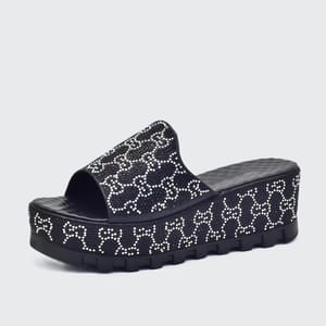 Fashionable High-Heeled Wedges with Glittering Crystals Fashionable High-Heeled Wedges with Glittering Crystals