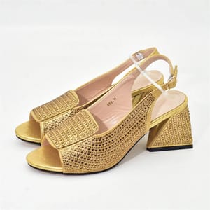 Chic High Heel Slingback Sandals with Crystal Detailing