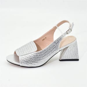 Chic High Heel Slingback Sandals with Crystal Detailing