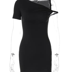 Asymmetrical Mini Dress with Diagonal Collar for Summer Parties