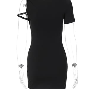 Asymmetrical Mini Dress with Diagonal Collar for Summer Parties