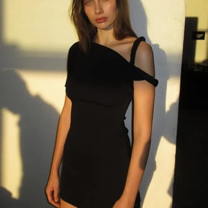 Asymmetrical Mini Dress with Diagonal Collar for Summer Parties Asymmetrical Mini Dress with Diagonal Collar for Summer Parties