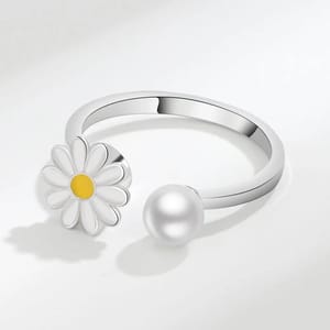 Rotatable 925 Sterling Silver Sunflower Zircon Ring for Women