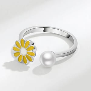 925 Sterling Silver Sunflower Rotatable Stress-Relief Ring