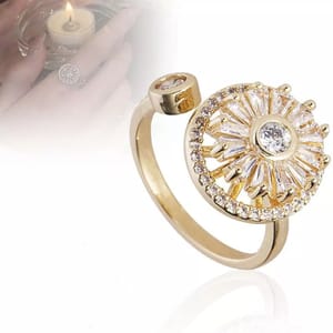 Elegant 925 Sterling Silver Sunflower Ring with Rotatable Design and Diamond Zircon Ventfille - Women's Rings 2