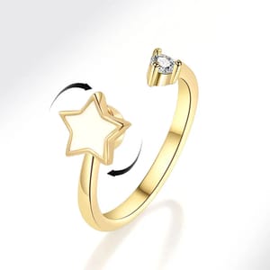 Stress-Relieving 925 Sterling Silver Sunflower Rotatable Ring with Diamond Zircon