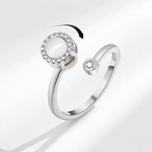 Rotatable 925 Sterling Silver Sunflower Ring with Diamond Zircon