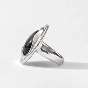Elegant 925 Sterling Silver Black Agate Ring for Women