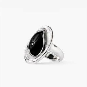 Elegant 925 Sterling Silver Black Agate Ring for Women