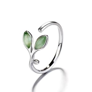 925 Sterling Silver Small Leaves Micro-Insert Opening Ring