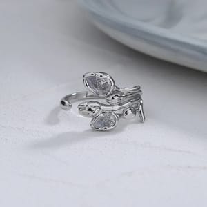 Delicate Small Leaves Design 925 Sterling Silver Open Ring