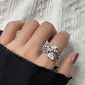 Delicate Small Leaves Design 925 Sterling Silver Open Ring