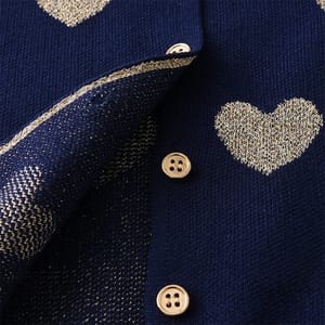 Heart Print Knitted Cardigan Sweater for Girls - Winter Wear