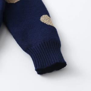 Heart Print Knitted Cardigan Sweater for Girls - Winter Wear