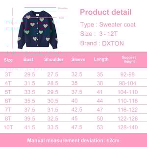 Heart Print Knitted Cardigan Sweater for Girls - Winter Wear