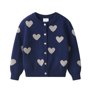 Heart Print Knitted Cardigan Sweater for Girls - Winter Wear Heart Print Knitted Cardigan Sweater for Girls - Winter Wear