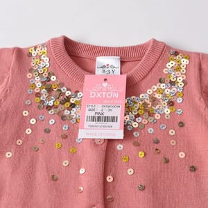 Adorable Girls' Knitted Cardigan Sweater with Sequined Details