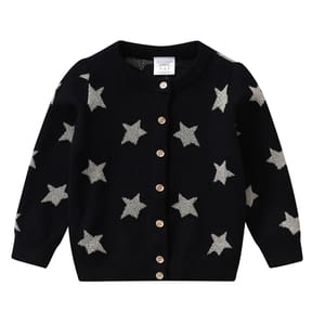 Stylish Girls' Knitted Cardigan with Button Closure