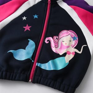 Mermaid-Print Kids' Winter Jacket with Zipper Closure