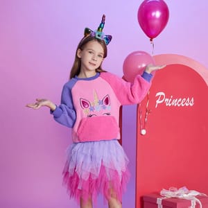 Winter Fleece O-neck Sweatshirt for Girls with Cartoon Design Dxton - Kids's Hoodies & Sweatshirts 2