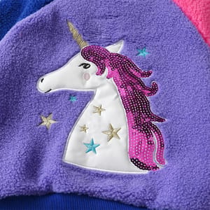 Cozy Fleece Sweatshirt for Girls with Sequin Unicorn Applique Dxton - Kids's Hoodies & Sweatshirts 3