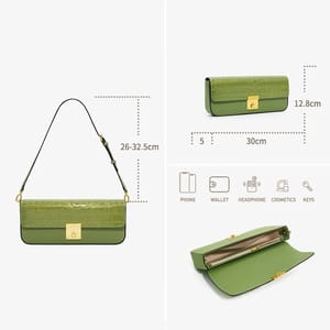 Elegant Genuine Leather Evening Shoulder Bag with Lock Detail Bafelli - Women's Shoulder Bags 5