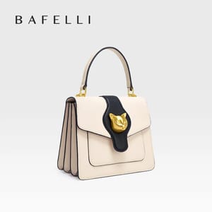 Elegant Leather Shopper Bag with Lock Detail and Zipper Pocket Bafelli - Women's Handbags 1