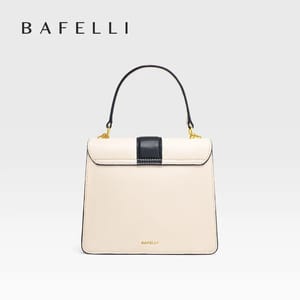 Elegant Leather Shopper Bag with Lock Detail and Zipper Pocket Bafelli - Women's Handbags 3