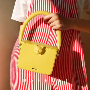 Luxury Genuine Leather Boxy Flap Handbag with Lock Bafelli - Women's Handbags 1