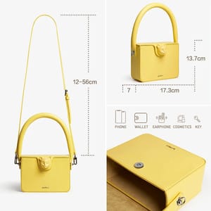 Luxury Genuine Leather Boxy Flap Handbag with Lock Bafelli - Women's Handbags 5