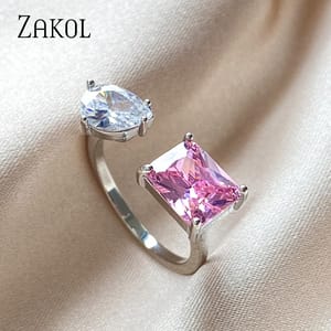 Elegant Teardrop Cubic Zirconia Adjustable Wedding Ring for Women