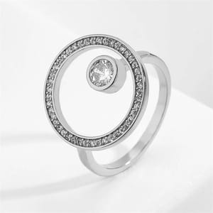 Elegant Geometric Open Zircon Ring for Women – Trendy Evening Jewelry