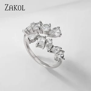 Brilliant Zirconia Open Rings for Women’s Chic Style