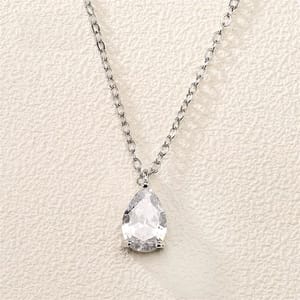 Elegant Sparkling Water Drop CZ Pendant Necklace for Women