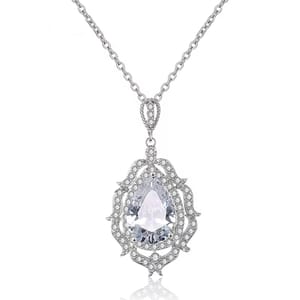 Elegant Teardrop Cubic Zirconia Pendant Necklace for Women