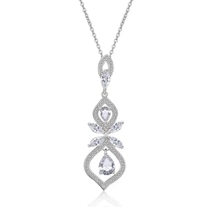 Exquisite CZ Bridal Necklace with Leaf Pendant for Elegant Occasions