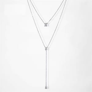 Elegant Double-Layer Clavicle Necklace with Sparkling Zirconia Charm