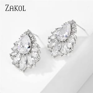 Elegant Water Drop Cubic Zirconia Stud Earrings for Women
