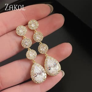 Elegant Water Drop Cubic Zirconia Dangle Earrings for Women Elegant Water Drop Cubic Zirconia Dangle Earrings for Women