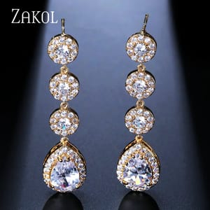 Elegant Water Drop Cubic Zirconia Dangle Earrings for Women Elegant Water Drop Cubic Zirconia Dangle Earrings for Women